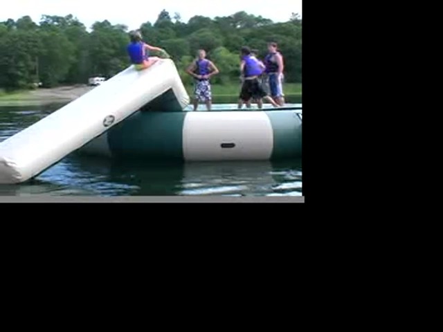 Rave Sports&reg; Aqua Jump&reg; 25 with Launch &amp; Log Northwoods Edition Water Park&#153; Sand / Forest Green - image 5 from the video